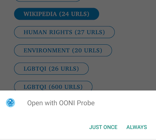 Open with OONI Probe