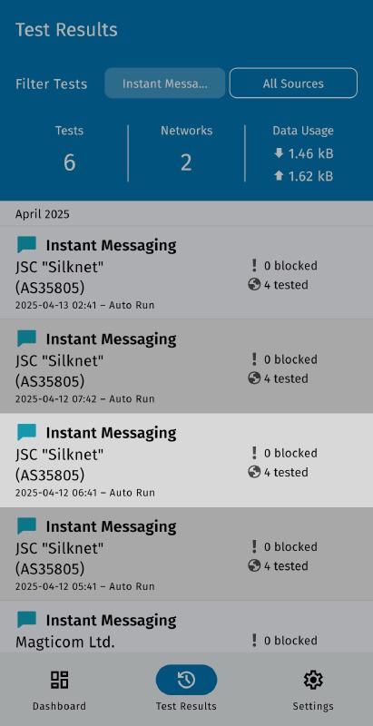 Choose specific im test run